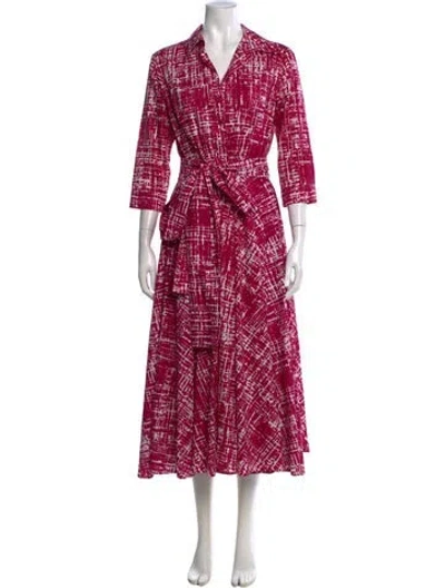 Pre-owned Samantha Sung Printed Long Dress In Red