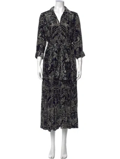 Pre-owned Samantha Sung Printed Long Dress W/ Tags In Black