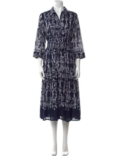 Pre-owned Samantha Sung Printed Long Dress W/ Tags In Blue