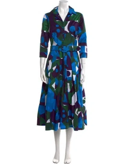 Pre-owned Samantha Sung Printed Long Dress W/ Tags In Blue