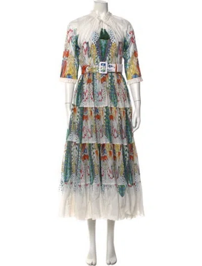 Pre-owned Samantha Sung Printed Long Dress W/ Tags In Multi