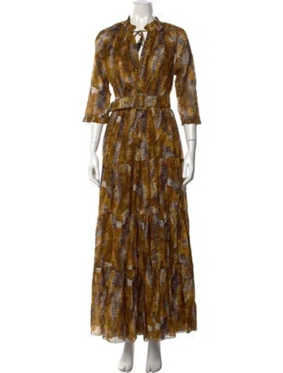 Pre-owned Samantha Sung Printed Long Dress W/ Tags In Multi