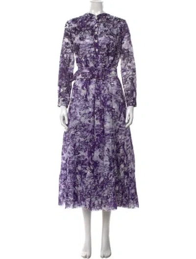Pre-owned Samantha Sung Printed Long Dress W/ Tags In Purple