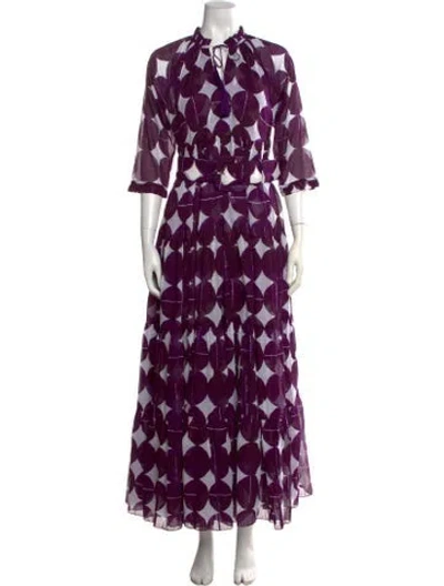 Pre-owned Samantha Sung Printed Long Dress W/ Tags In Purple