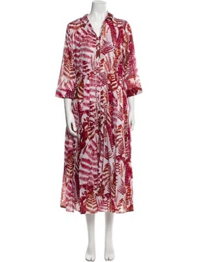 Pre-owned Samantha Sung Printed Long Dress W/ Tags In Red