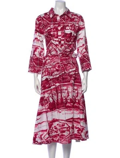 Pre-owned Samantha Sung Printed Long Dress W/ Tags In White