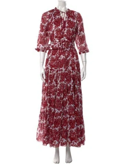 Pre-owned Samantha Sung Printed Long Dress W/ Tags In White