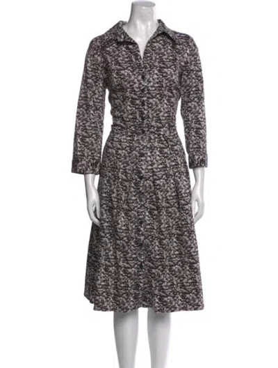 Pre-owned Samantha Sung Printed Midi Length Dress In Black