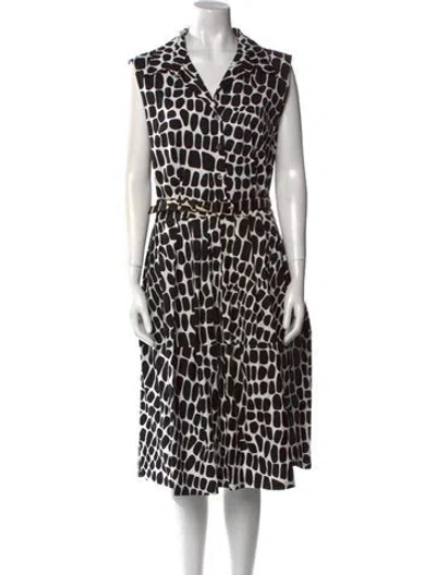 Pre-owned Samantha Sung Printed Midi Length Dress In Black
