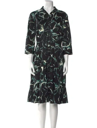 Pre-owned Samantha Sung Printed Midi Length Dress In Black