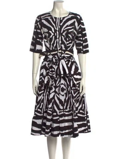 Pre-owned Samantha Sung Printed Midi Length Dress In Black