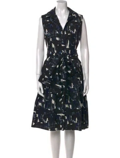 Pre-owned Samantha Sung Printed Midi Length Dress In Black
