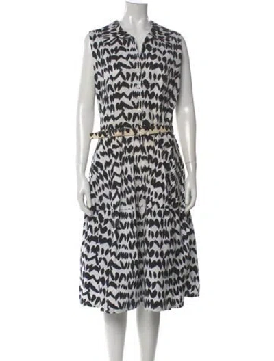 Pre-owned Samantha Sung Printed Midi Length Dress In Black