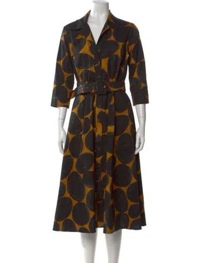 Pre-owned Samantha Sung Printed Midi Length Dress In Black