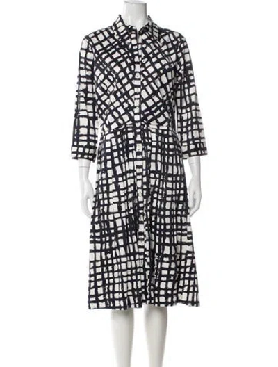 Pre-owned Samantha Sung Printed Midi Length Dress In Black