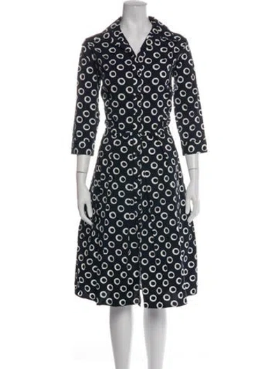 Pre-owned Samantha Sung Printed Midi Length Dress In Blue