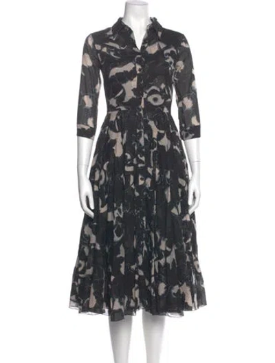 Pre-owned Samantha Sung Printed Midi Length Dress In Gray