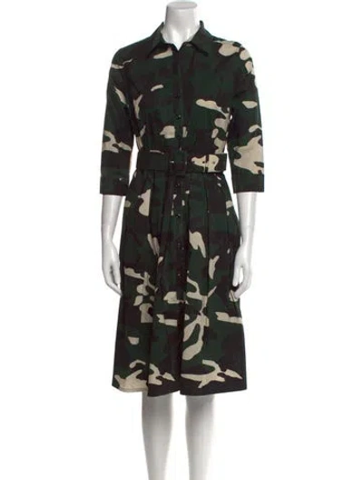 Pre-owned Samantha Sung Printed Midi Length Dress In Green