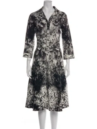 Pre-owned Samantha Sung Printed Midi Length Dress In Grey