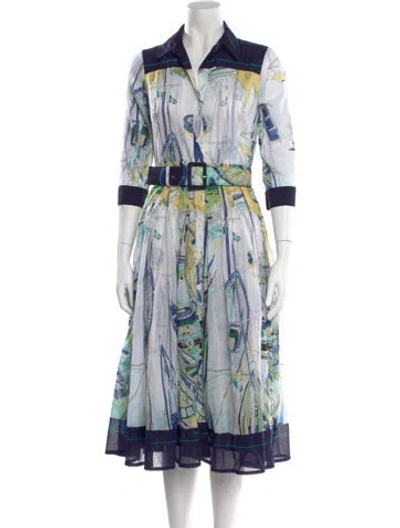 Pre-owned Samantha Sung Printed Midi Length Dress In Multi
