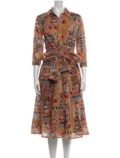 Pre-owned Samantha Sung Printed Midi Length Dress In Multi