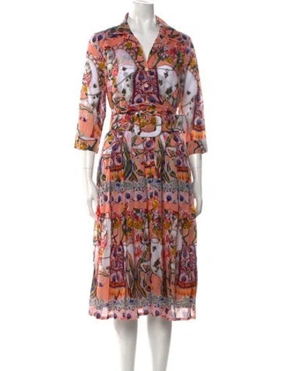 Pre-owned Samantha Sung Printed Midi Length Dress In Neutral