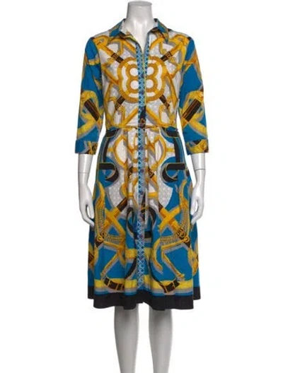 Pre-owned Samantha Sung Printed Midi Length Dress In Neutrals