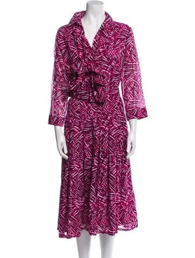 Pre-owned Samantha Sung Printed Midi Length Dress In Pink