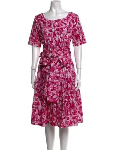 Pre-owned Samantha Sung Printed Midi Length Dress In Pink