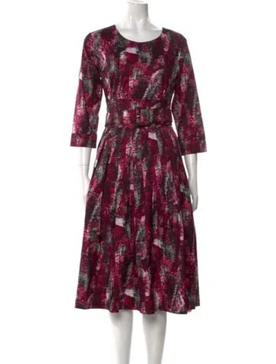 Pre-owned Samantha Sung Printed Midi Length Dress In Purple