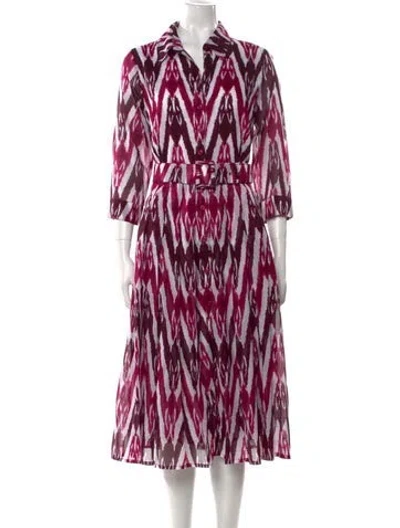 Pre-owned Samantha Sung Printed Midi Length Dress In Purple