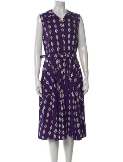 Pre-owned Samantha Sung Printed Midi Length Dress In Purple