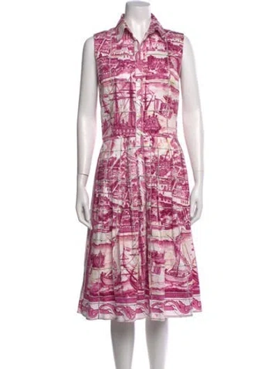 Pre-owned Samantha Sung Printed Midi Length Dress In Purple