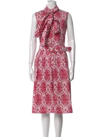 Pre-owned Samantha Sung Printed Midi Length Dress In Red