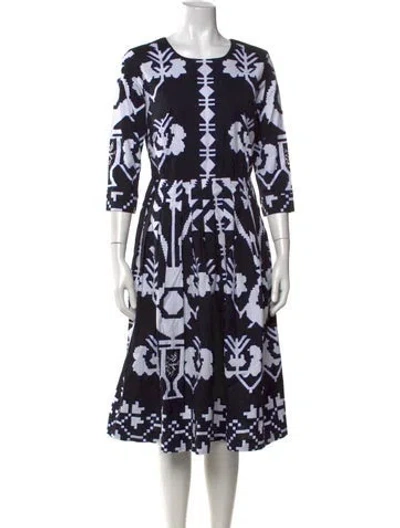 Pre-owned Samantha Sung Printed Midi Length Dress W/ Tags In Black