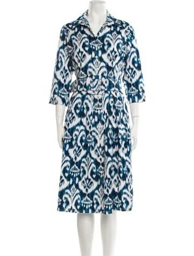 Pre-owned Samantha Sung Printed Midi Length Dress W/ Tags In Blue