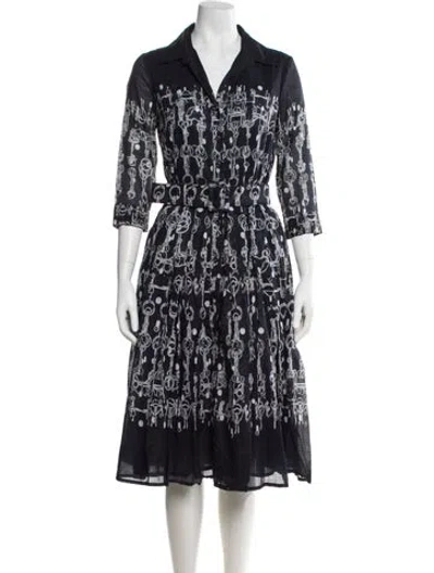 Pre-owned Samantha Sung Printed Midi Length Dress W/ Tags In Blue