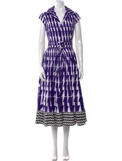 Pre-owned Samantha Sung Printed Midi Length Dress W/ Tags In Multi