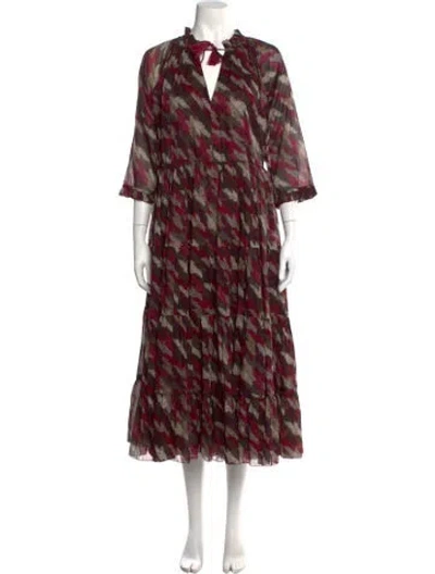 Pre-owned Samantha Sung Printed Midi Length Dress W/ Tags In Multicolor