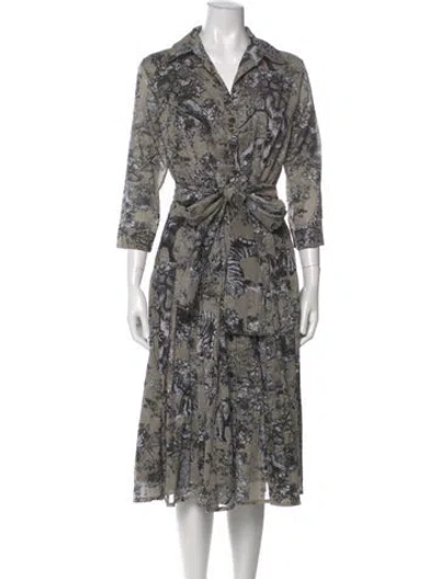 Pre-owned Samantha Sung Printed Midi Length Dress W/ Tags In Neutral