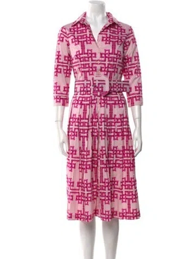 Pre-owned Samantha Sung Printed Midi Length Dress W/ Tags In Pink