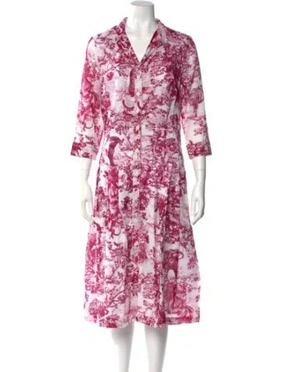 Pre-owned Samantha Sung Printed Midi Length Dress W/ Tags In Pink