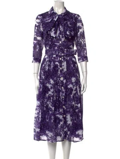 Pre-owned Samantha Sung Printed Midi Length Dress W/ Tags In Purple