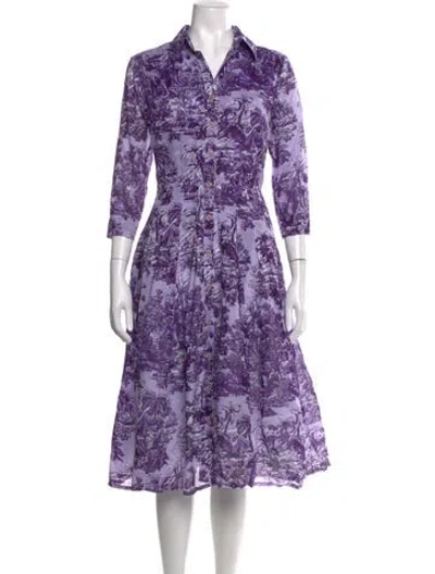 Pre-owned Samantha Sung Printed Midi Length Dress W/ Tags In Purple
