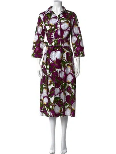 Pre-owned Samantha Sung Printed Midi Length Dress W/ Tags In Purple