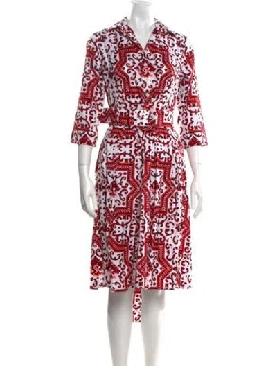 Pre-owned Samantha Sung Printed Midi Length Dress W/ Tags In Red