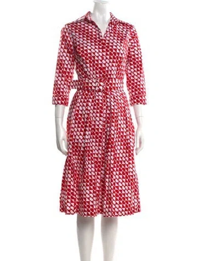 Pre-owned Samantha Sung Printed Midi Length Dress W/ Tags In Red