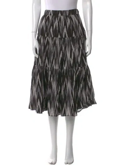 Pre-owned Samantha Sung Printed Midi Length Skirt In Black