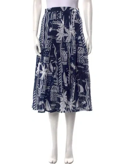 Pre-owned Samantha Sung Printed Midi Length Skirt In Blue
