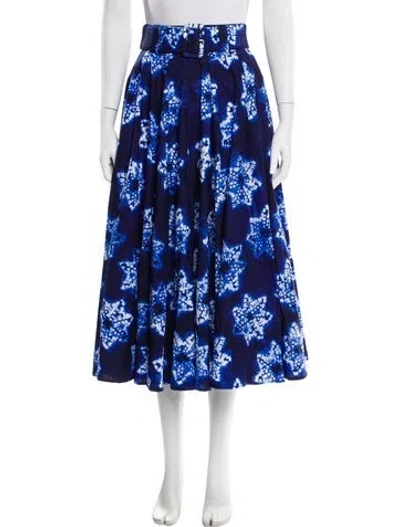 Pre-owned Samantha Sung Printed Midi Length Skirt In Blue